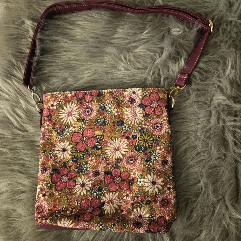 Floral Tapestry Crossbody Purse